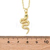 Brass Micro Pave Clear Cubic Zirconia Snake Pendant Necklaces NJEW-S438-02C-G-5