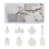 32Pcs 8 Style 201 Stainless Steel Stamping Blank Tag Pendants STAS-CW0001-10-1