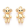 Brass Micro Pave Clear Cubic Zirconia Pendants KK-T078-02G-03-1