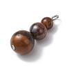 Natural Tiger Eye Round Beaded Pendants PALLOY-JF02867-01-3