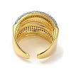 Rack Plating Brass Micro Pave Cubic Zirconia Cuff Finger Rings for Women RJEW-C114-16L-G-3