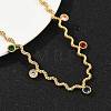 304 Stainless Steel Rope Chain Colorful Cubic Zirconia Tassel Necklaces for Women NJEW-V015-01G-D-5