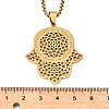 304 Stainless Steel Hollow Religion Hamsa Hand Pendant Necklaces NJEW-M086-01G-3