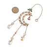 Christmas Theme Glass Beads & Brass Moon Hanging Ornaments HJEW-TA00261-3