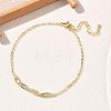 Brass Micro Pave Clear Cubic Zirconia Rectangle Link Bracelets KK-CBA6980-15G-1