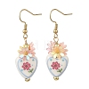 Handmade Porcelain & Resin Dangle Earrings EJEW-JE07490-4