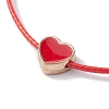 Alloy Enamel Heart Braided Bead Bracelet BJEW-JB09740-01-3