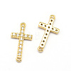 Latin Sideways Cross Brass Micro Pave Cubic Zirconia Links LS-ZIRC-E010-04G-1