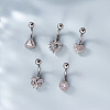 316L Surgical Stainless Steel Clear Cubic Zirconia Curved Barbell Belly Rings WG7644D-04-2