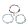 3Pcs 3 Styles Natural Aquamarine & Flower Amazonite Chips Stretch Bracelets Sets BJEW-JB11076-01-4