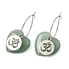 Natural Green Aventurine & 304 Stainless Steel Hoop Earrings for Women EJEW-G475-04P-04-4