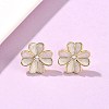 Flower Brass Enamel Stud Earrings EJEW-C177-01G-02-1