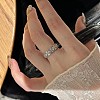 Rhombus Pattern 925 Sterling Silver with Crystal Rhinestone Finger Rings FS-WG922B2-04-4