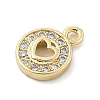 Brass Micro Pave Clear Cubic Zirconia Charms KK-B130-01G-07-2