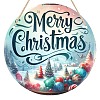 Christmas Wood Flat Round with Word Merry Christmas Pendant Decoration PW-WG88807-04-1