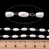 304 Stainless Steel & ABS Plastic Pearl Barrel Bead Cable Chains CHS-G048-06G-2