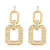 Brass Clear Cubic Zirconia Rectangle Dangle Stud Earrings EJEW-A156-01G-4