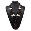 Boho Coconut & Wood & Natural Shell Handmade Ethnic Pendant Long Tassel Beaded Necklaces for Beach Vacation WG0A164-03-1
