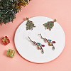 2 Pairs 2 Style Rhinestone Christmas Tree & Leaf Dangle Stud Earrings EJEW-AN0001-99-7