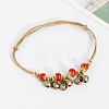 Alloy Bell & Porcelain Bead Charm Wax Cord Adjustable Anklets FS-WG54FA9-04-1