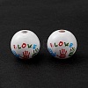 Printed Natural Wood European Beads LS-WOOD-C015-02-4