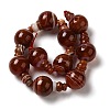 Natural Dyed & Heated Banded Agate 3-Hole Guru Bead Strands G-K149-55-2