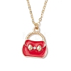Alloy Enamel Handbag Pendant Brass Cable Chain Necklaces for Women NJEW-JN05273-4