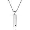 304 Stainless Steel Rectangle with Letter Pendant Box Chain Necklaces FS-WGD7C78-14-1
