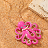 Ocean Beach Zinc Alloy Hot Pink Octopus Pendant Necklaces for Women JW6397-2
