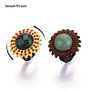Adjustable Flower Alloy & Iron Rhinestone Bezel Cup Ring Base with Rotatable Tray MAK-T012-04AB-5