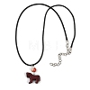 3Pcs 3 Styles Dyed Synthetic Turquoise Horse Pendant Black Waxed Cord Necklaces NJEW-JN05430-6