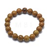 Natural Wood Lace Stone Bead Stretch Bracelets X-BJEW-K212-A-041-2