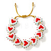 Handmade Heart Resin & Brass Bead Braided Bracelets JT1412-5-1
