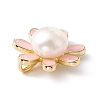 Natural Freshwater Pearl Pink Enamel Pendants KK-D084-05G-3