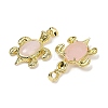 Natural Rose Quartz & Brass Pendants KK-F887-01G-15-2