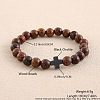 Natural Wood Round Beaded Stretch Bracelets for Men Women OI3299-5-1