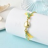Ocean 304 Stainless Steel Link Adjustable Braided Polycotton Metallic Cord Slider Bracelets BJEW-JB14245-04-2