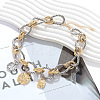 Zinc Alloy with Aluminium Coin Pendant Twisted Ring Link Chain Bib Necklaces for Women FS-WG2722B-01-1