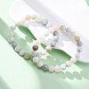 Natural Morganite Round Beaded Stretch Bracelets for Men Women BJEW-G743-01H-01-2