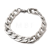 201 Stainless Steel Cuban Link Chains Bracelets for Women Men STAS-T077-19A-01P-4