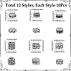120Pcs 12 Styles Tibetan Style Zinc Alloy Beads FIND-SP0005-87-2