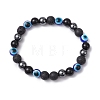 Round Gemstone Beaded Stretch Bracelets BJEW-JB11005-01-1