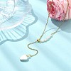 Adjustable Natural Baroque Keshi Pearl Heart Pendant 304 Stainless Steel Cable Chain Y Shaped Lariat Necklaces for Women NJEW-JN06095-1