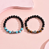 2Pcs 2 Styles Natural & Synthetic Mixed Gemstone Beaded Stretch Bracelets Set DH0675-2