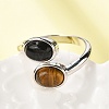 Natural Black Agate & Tiger Eye Finger Rings RJEW-A068-02P-03-2