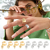 8Pcs 4 Style 304 Stainless Steel Open Cuff Finger Rings with Leaf Charms RJEW-AB00008-6