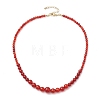 Round Natural Carnelian(Dyed & Heated) Beaded Neckiaces NJEW-JN05003-4