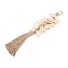 Natural Shell & Jute Cord Tassels Pendant Decoration HJEW-JM03149-2