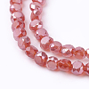 Faceted Flat Round AB Color Plated Frosted Crystal Glass Beads Strands EGLA-F014-B-3