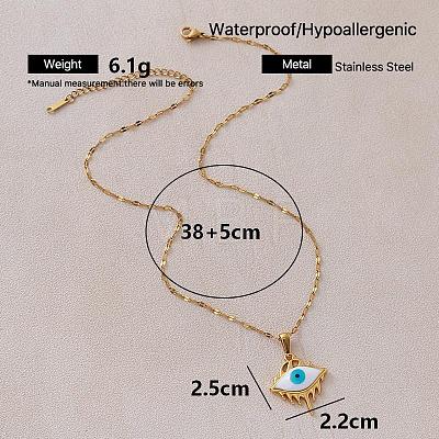 Vintage 304 Stainless Steel Enamel Evil Eye Pendant Necklaces for Women XZ3178-1